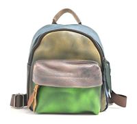 Superbia Laides Girls Cowhide Real Leather Small Patchwork Backpack, Multicolour, Retro Smoked Style, Speical Unique Gift