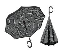 Superbia New Version Auto Opening Double Layer Folding Inverted Umbrella, Self Stand Upside-down Rain Protection Car Reverse Umbrellas with C-shaped Handle Big Straight Umbrella (Newspaper)