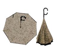 Superbia New Version Auto Opening Double Layer Folding Inverted Umbrella, Self Stand Upside-down Rain Protection Car Reverse Umbrellas with C-shaped Handle Big Straight Umbrella (Animal Print)