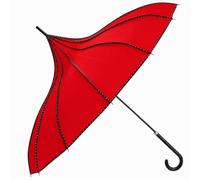 Superbia Pagoda Umbrella Parasol for Weddings and Special Events, Polka Dot Trim Long Stick Umbrella for Sun and Rain, 16 Rib Manual Brolly, Approx. 86 cm Diameter