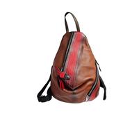 Superbia Real Leather Two-Tone Colour Block Rucksack Backpack, Recycled Leather, Multicolour (Brown)
