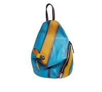 Superbia Real Leather Two-Tone Colour Block Rucksack Backpack, Recycled Leather, Multicolour (Turquoise)