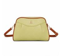 Superbia Vegan Leather Bee Crossbody Bag, Double Zipper, 2 Compartments, Adjustable Strap, Back Security Zip Pocket (Lime Green)