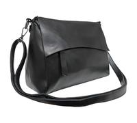 Superbia Women's Soft Vegan Leather, Large Hobo Style Crossbody, Flap Over Messenger,Light Weight, Big Volume (Black)