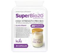 SuperBio20 - High Strength Probiotic Capsules Complex - 20 Billion Multi-Strain Live Cultures - 8 Strain Full Spectrum Friendly Bacteria Supplement - Acid and Bile Resistant Gut Flora - 30 Days Supply