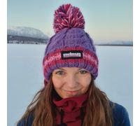 SuperBobble Cable Knit Beanie Bobble Hat - Berries