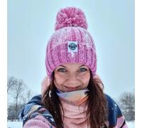 SuperBobble Gradient Rib Knit Beanie Bobble Hat - Rose Pinks