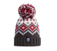 Superbobble Reflective Nordic Knit Bobble Hat - Graphite Red Tyrol
