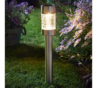 Superbright Led Solar Stake Light Martello (3 Pack) White Brushed Stainless Steel