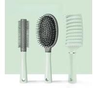 Supercap - Hair Brush Set | Paddle Vent Brush, Detangle with Nylon Pins Air Cushion Comb, Round for Blow Dring | Scalp Massager, Hair Dryer Brush for Women Men (3pcs green)