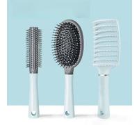 Supercap - Hair Brush Set | Paddle Vent Brush, Detangle with Nylon Pins Air Cushion Comb, Round for Blow Dring | Scalp Massager, Hair Dryer Brush for Women Men (3pcs blue)