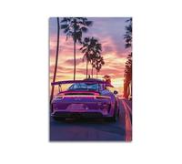 Supercar Poster 911 991 GT3 RS Purple Sports Car on The Sea Decorative Painting Canvas Modern Art Picture 24x36inch(60x90cm)