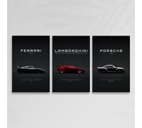 Supercar Wall Art - Set of 3 Unframed Prints, Man Cave Decor - Classic Supercar Wall Posters (3-Pack - Unframed), 21MXM (21x29.7 cm / 8x12, Set 12)