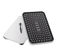 Supercharge Rainfall Showerhead with Oversized Square Head for Full Body Coverage, ABS Material and Swivel Ball Joint Suitable for Wall or Ceiling Mounted Shower Arms (Silver)