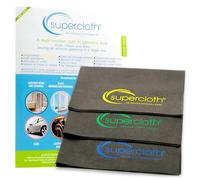 Supercloth® Premium Microfiber Cleaning Cloths, All-Purpose, Lasts Over 5 Years, Streak-Free, Multicolored (including Black), 60% Polyamide, 40% Polyurethane, 3 Pack