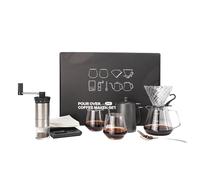 SuperCook Hand Drip Pour Over Coffee Set, All in One Includes Gooseneck Kettle, V60 Glass Dripper, Paper Filter, Cups, Manual Grinder, Scale, Ideal for Anniversary Birthday Gift