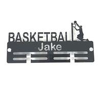 SuperCoolCreations Personalised Basketballer Medal Hanger - Custom Name Display Rack - 3mm Shatterproof Acrylic - Green