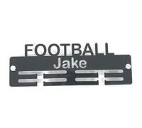 SuperCoolCreations Personalised Football Medal Hanger - 3mm Shatterproof Acrylic Display - Red