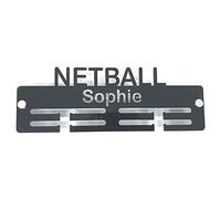 SuperCoolCreations Personalised Netball Medal Hanger - Custom Acrylic Wall Display - 3mm Shatterproof Bright Blue
