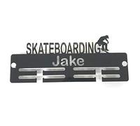 SuperCoolCreations Personalised Skateboarder Medal Hanger - 3mm Shatterproof Acrylic Display - Red