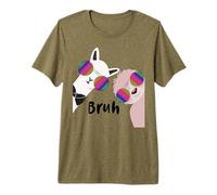Supercute Animal Faces Funny Llama and Sloth Bruh Premium T-Shirt