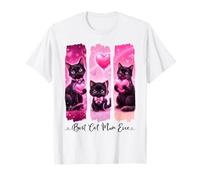 Supercute Black Cats with Pink Hearts Love Best Cat Mum Ever T-Shirt