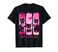 Supercute Black Cats with Pink Hearts Love Best Cat Mum Ever T-Shirt