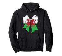 Supercute Welsh Flag Dragon Coquette Maximalist Bow Cymru Pullover Hoodie