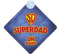 Superdad on Board Car Safety Sign for New Fathers Non Personalised Character Theme