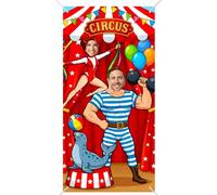SUPERDANT 1 Pcs Carnival Photo Backdrop 180x90 Cm Circus Theme Banner Durable Polyester Background 4 Grommets 6 M Rope Machine Washable Large Party Decor Door Hanging Prop Colorful