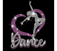 SUPERDANT 1 Pcs Dance Heart Iron On Patch Rhinestone Transfer Bling Appliqué Rectangle for Clothes T Shirts Jacket Clothing Hoodie DIY Art Craft Gift 32x23.8cm