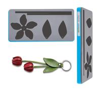 SUPERDANT 1 Pcs Wood Leather Die Tulip Shaped Cutting Die 10x5 Inch/25.4x12.7 cm Rectangle Leather Craft Die for Handmade Keychain Bag Tag Compatible with Die Cutting Machine Blue