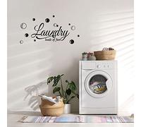 SUPERDANT 1 Sheet Laundry Quotes Wall Stickers Vinyl Wall Decor Stickers DIY Saying Interior Art Decal Home Decoration for Living Room, Bedroom, Bathroom, Black(29x48cm)