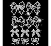 SUPERDANT 10 Style Bow Ties Iron on Rhinestone Transfer Diamond Heat Transfer Sticker T-Shirt Hot Melt Sparkle Decals Stickers for Clothing Hoodies Jeans Bags Hats DIY Decor