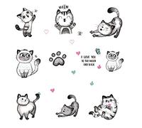SUPERDANT 10 Style Cartoon Cats Wall Decals Cute Cat Bedroom Decor with Heart Paw Print Wall Stickers Vinyl Wall Decor for Bedroom Living Room Nursery Home Pet Room Decorations 29×90cm