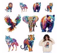 SUPERDANT 10PCS Boho Animals Iron on Transfers Heat Transfer Vinyl Stickers | Lion Wolf Bear Tiger Eagle Elephant Iron On Patches for Garments Canvas Bags T-Shirts Hoodies DIY Clothing Decoration