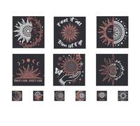 SUPERDANT 12 Pcs Boho Sun Iron-On Transfers 20x25cm Mixed Size Mandala Heat Transfer Stickers Hot-Peel Pu Film for Cotton Polyester Canvas T-Shirts Hoodies Totes Colorful
