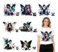 SUPERDANT 16 Pcs Iron On Transfers for Tshirts with DTF Transfers Ready to Press and Watercolor Gothic Fairy Iron On Patches in Multiple Sizes for Clothing Colorful