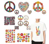 SUPERDANT 16Pcs Iron On Transfers Paper Ready to Press 3.15x3.15-7.87x7.87Inch Colorful Love Peace Heat Transfer Stickers Heat Decals for Cotton Tees Hoodies Canvas Bags Colorful