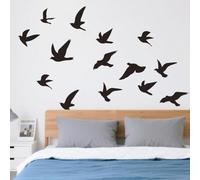SUPERDANT 18pcs Black Birds Wall Stickers Flying Bird Wall Decals Animal Wallpaper Sticker Vinyl Art Transfer Decor for Home Bedroom Living Room Sofa Backdrop TV Background Decoration