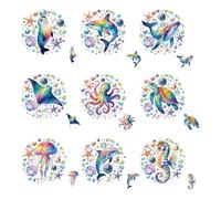 SUPERDANT 18Pcs Iron On Transfer Paper Marine Animal Heat Transfer Vinyl Transfers 6x8cm to 20x20cm Multi Size for Custom Clothing Hoodies T Shirts and Canvas Bags Colorful