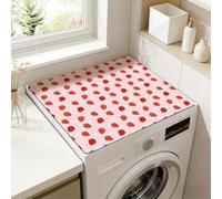 SUPERDANT 1Pc 60x50cm Washer Dryer Topper Laundry Protector Mat Decorative Strawberry Pattern Waterproof Leak-Lock Fiber Easy Wipe Clean Universal Top-Load Washer Cover Pink
