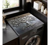 SUPERDANT 1pc Washing Machine Topper 23.6x19.7Inch/60x50cm Waterproof Laundry Dust Mat Silver Tree Of Life Pattern Washer Top Protector For Top Load Washer Dryer Countertop Decorative