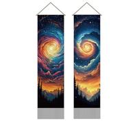 SUPERDANT 2 Pack Wall Tapestries Starry Sky Eddy Tapestry Mountain Forest Tapestris Walls Blanket Long Narrow Wall Tapestry with Tassel for Bedroom Living Room Porch Hallway Office Home Decoration