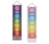SUPERDANT 2 Pcs Chakra Tapestry Gradient Patterns Wall Art tapestries Colorful Blanket Tapestries Long Tapestry Wall Hanging with Tassel for Living Room Bedroom Porch Office Decor 130x33cm