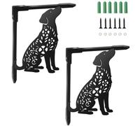 SUPERDANT 2 Pcs Dog Shelf Brackets 21x17cm Metal L Brackets Heavy Duty Triangle Shelf Support Decorative Matte Black Iron for Wooden Board Countertops Coffee Bar