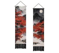 SUPERDANT 2 Pcs Maple Forest and Mountains Tapestry Chinese Aesthetics Long Wall Tapestry 130x33cm Colorful Polyester Rectangle Panel Tapestries for Living Room Bedroom Porch Decor