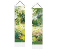 SUPERDANT 2 Pcs Tapestry Vertical Spring Garden Wall Tapestry Wall Hanging 51x13 Inch/130x33cm Colorful Polyester Rectangle Panel Tapestries for Living Room Bedroom Porch Decor