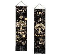 SUPERDANT 2 Pcs Tree Of Life Tapestry Sun and Moon Long Wall Hanging 130x33cm Colorful Boho Polyester Rectangle Panel for Living Room Bedroom Porch Decor