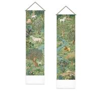SUPERDANT 2 Pcs Vertical Tapestry 51x13 Inch/130x33cm Forest Medieval Wall Hanging Long Narrow Animal Panel for Hallway Living Room Bedroom Man Cave Colorful